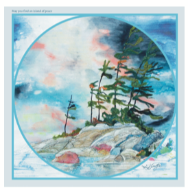 Silk Scarf "May you find an island of peace"