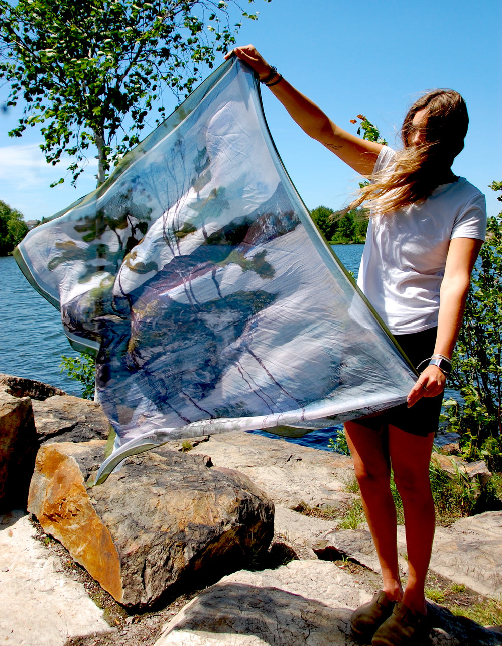 Silk Scarf "May you find yourself through the reflections on water"