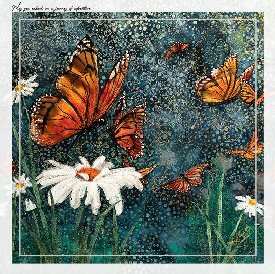 Monarchs and Daisies Silk Scarf - "May You" Collection